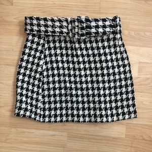 ZARA Houndstooth Skirt with Detachable Belt